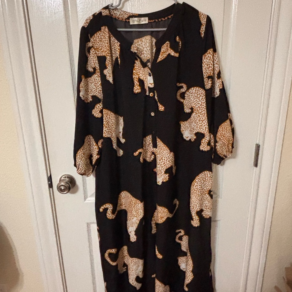 Black Dress with Leopard Print